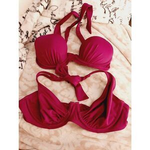 Por Moi? Two halter bikini purple swim tops swimwear